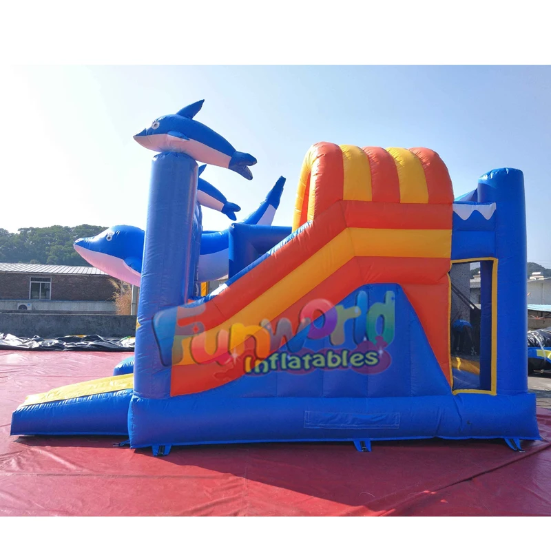 Dolphin bounce house with slide animals inflatable combos inflatable castle slide
