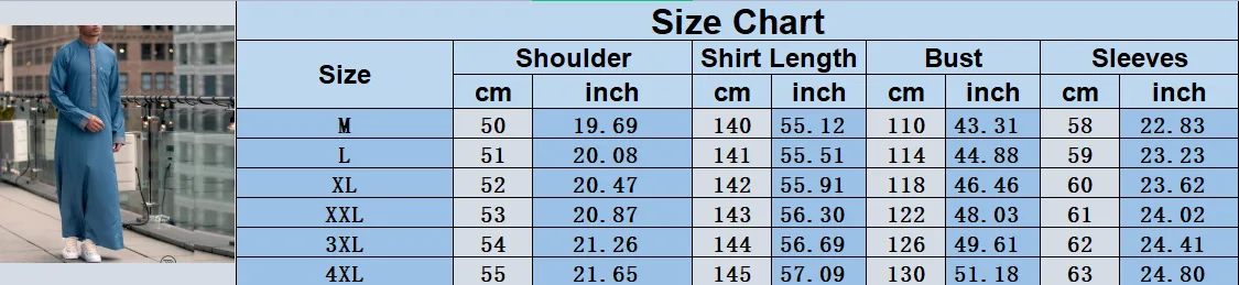 2023 new button robe malachite green jubbah islamic clothing ramadan muslim robe abaya plus size men thobe Jalabiya