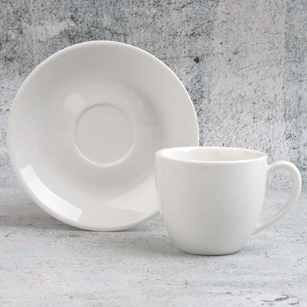 3,5 унций, однотонная белая керамическая фарфоровая чашка для кофе эспрессо с блюдцем