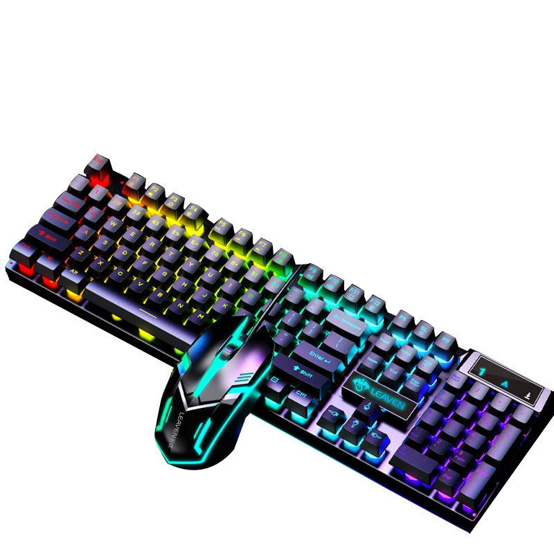 AIWO Custom 7 Color LED Baklit Game Home Office 104 Keys Usb Wired Use Computer Gaming Keyboard And Mouse Combos For Laptop PC