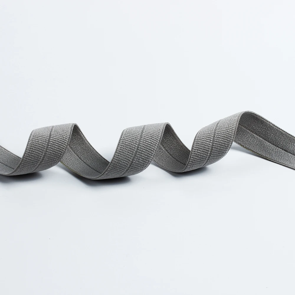 Spandex Nylon Elastics Bands Ribbon Webbing Printed Flat Matt Design 5/8 1 Inch Customized Custom Color Fold Over Elastic