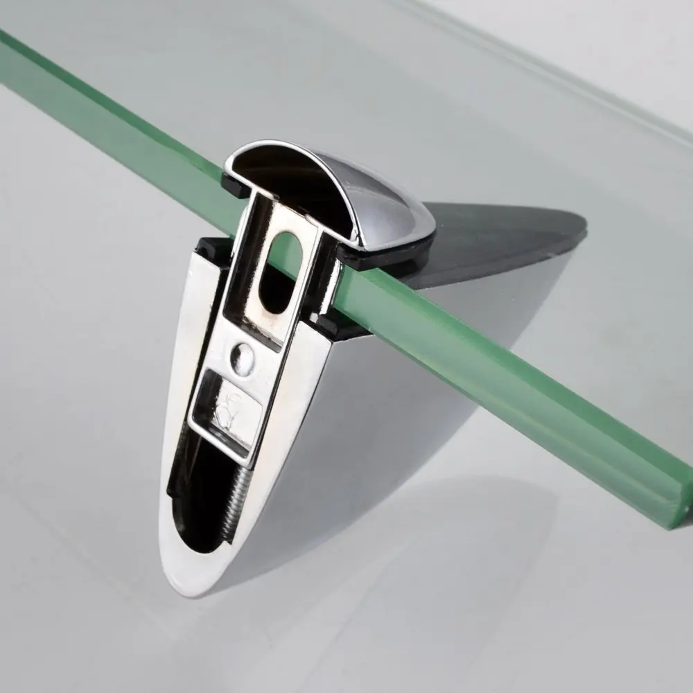 Tempered glass Bathroom Shelf Shower Organizer Wall Mounted, Polished Bracket