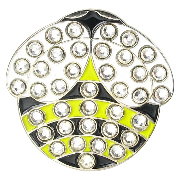 Custom Metal Magnetic Ball Marker Custom Fashion Rhinestone Golf Ball Marker