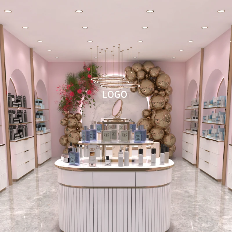 CIRI Commercial Shop Design Showcase Cosmetic Store Display Rack Wooden Perdume Shelves Lipstick Skin Care Rack