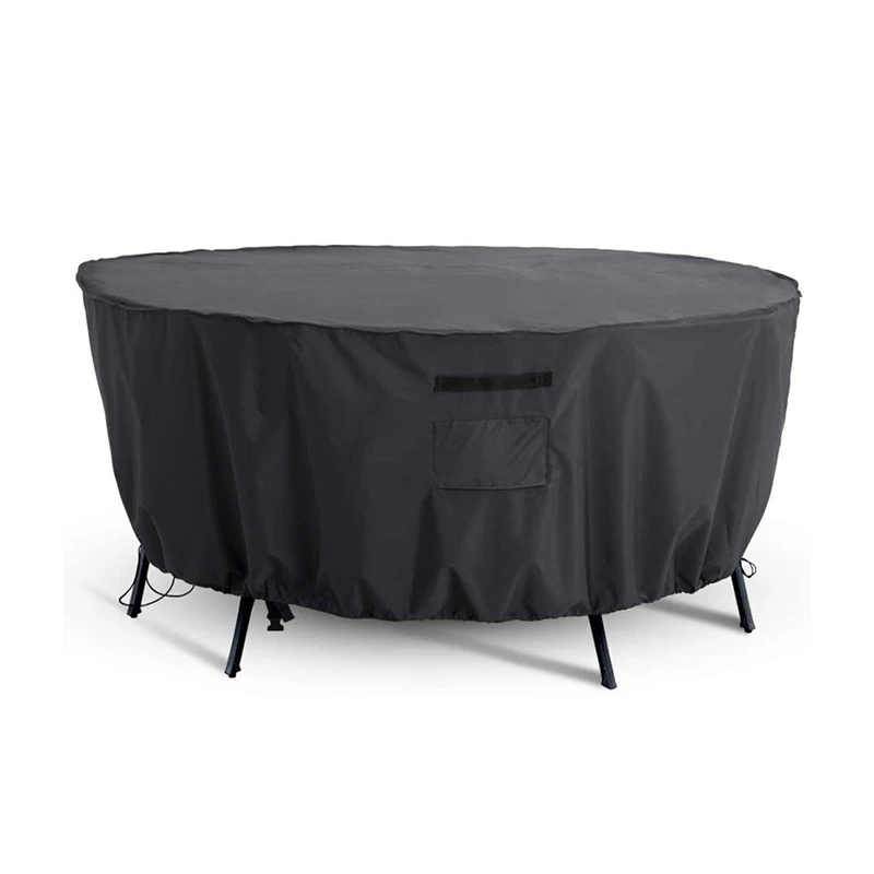 Lawn Patio Round Table Cover with Chair Waterproof Furniture Dining Chair Cover Drawstring Dust Protector