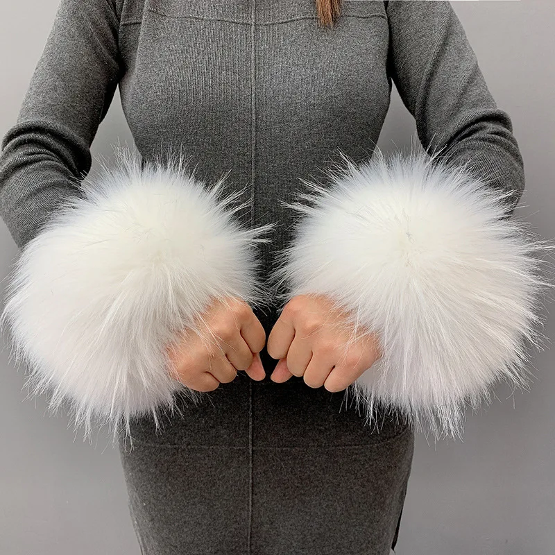 New raccoon fur fox fur fur wrist strap for women rabbit hair pulse warmer wrist cuff