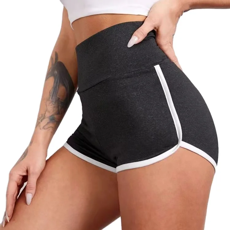 Женские спортивные шорты на заказ, летние трикотажные шорты для йоги с широким поясом и высокой талией