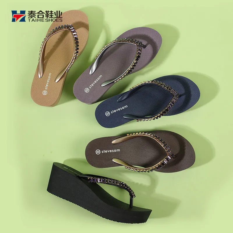 2024 New Summer Shoes Casual Outdoor Flip Flops For Women Slippers Ladies High Heel Slippers Wholesale Flip-flops Wholesale