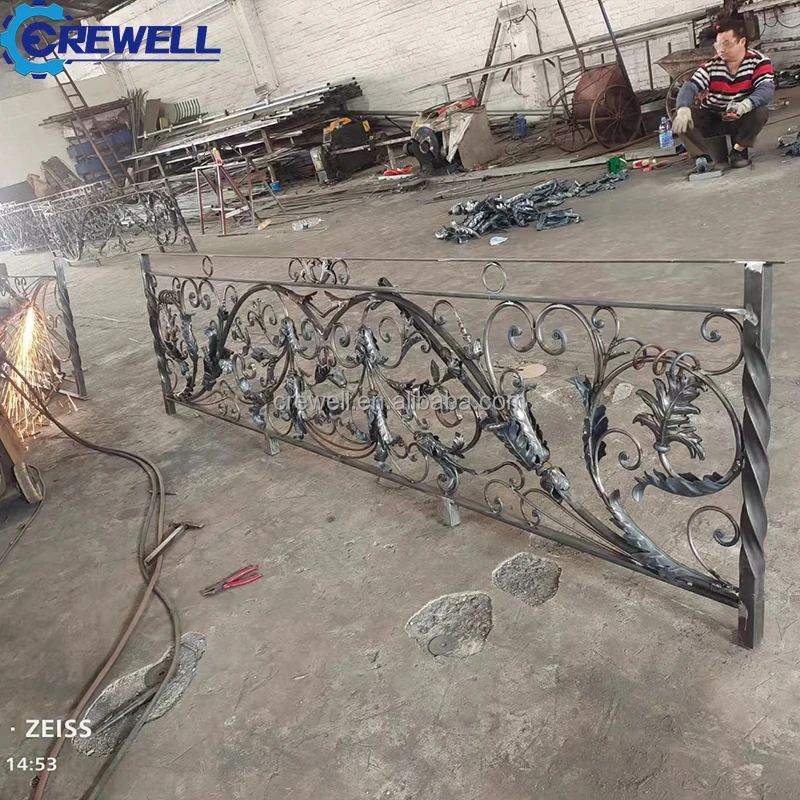 Villa balcony wrought Iron Stair Balcony Railing Grill Design from Foshan