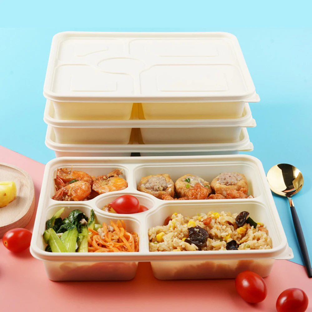Newest Hot Sale Food Grade Cornstarch Lunch Box Disposable Take Out Packaging Environmentally Friendly Meal Food Box Cake Box KS