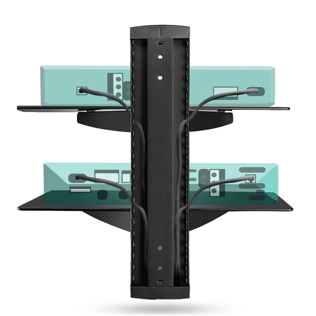 Double tempered glass wall mount dvd player shelf AV stand set-top box wall mount