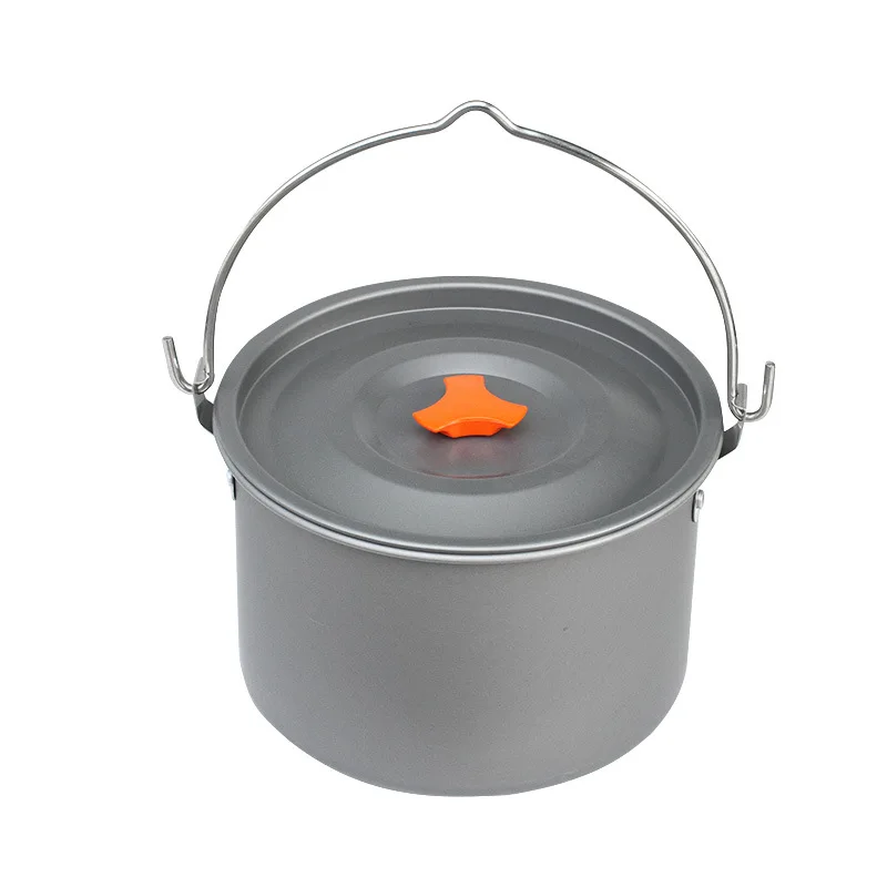 Portable Non-stick 4l Kitchen Aluminum Alloy  Outdoor Picnic Cooking Tourism Fishing Soup Pot Camping Hanging Single Pot