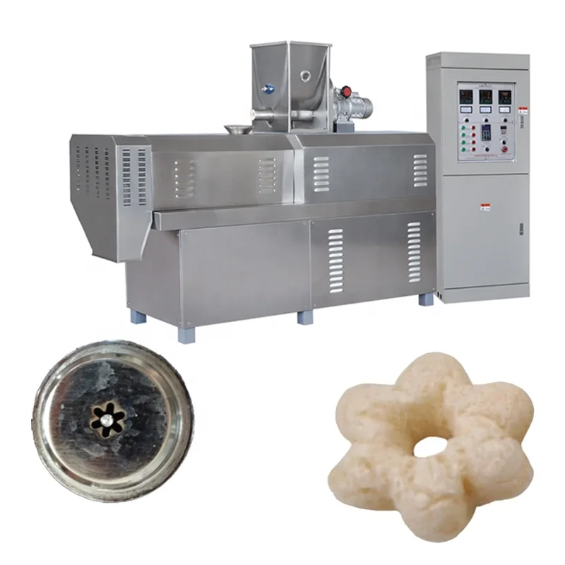 Automatic corn puff snacks food extruder cheese ball making machine plant