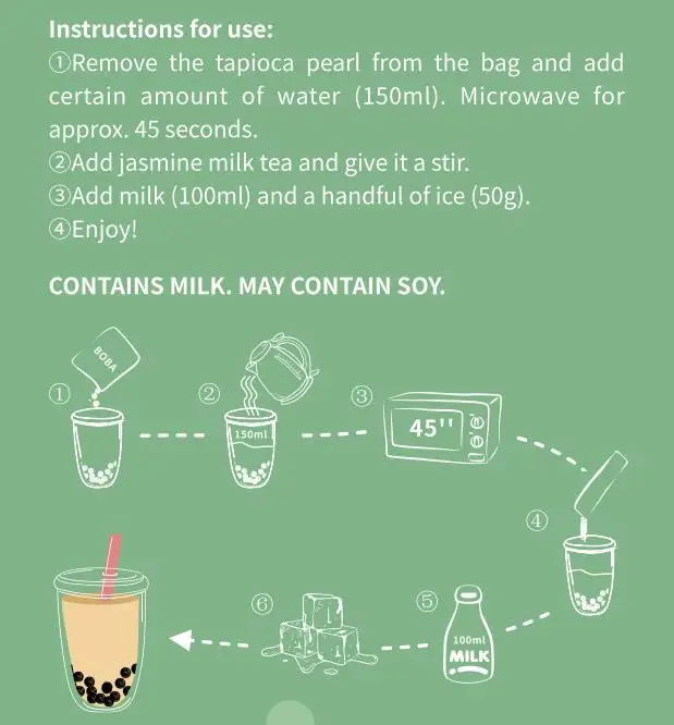 No. 1 Instant Boba Tea Kit Matcha Powder Milk Tea Powder with PLA Straw