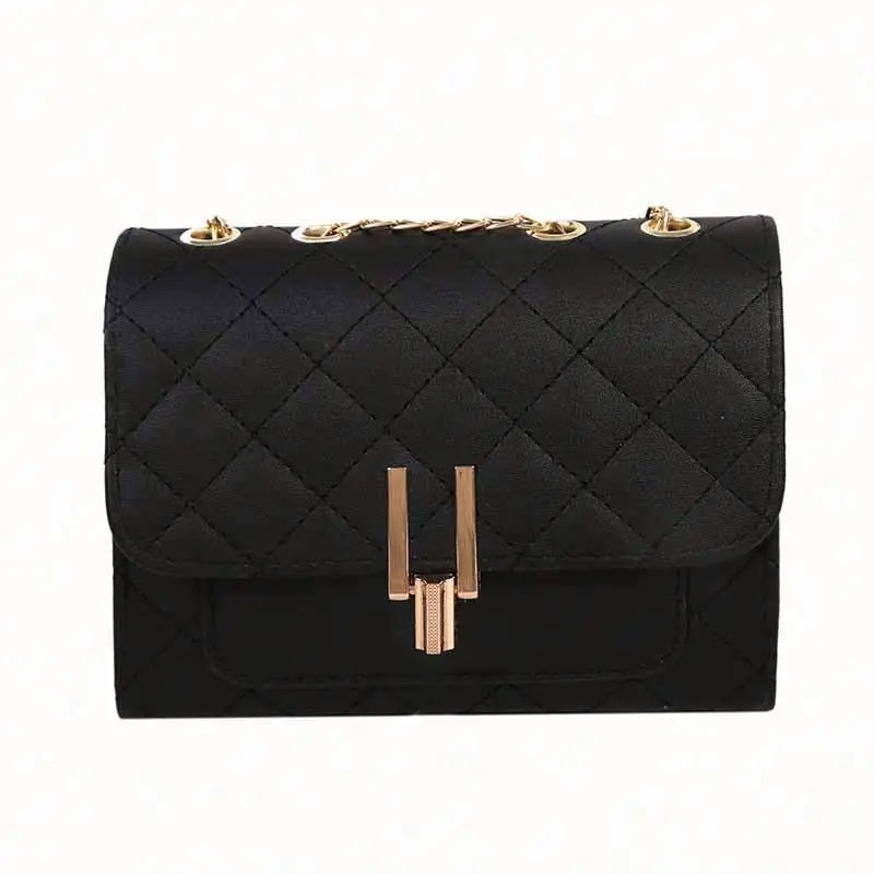 New Chain Ladies Handbag For Women Small Square Diamond Lattice Bag Pu Zipper Fashion Single Shoulder Messenger Bag