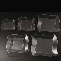 Transparent Low Price Irregular Square Plate For Dinner Party Camping Wedding Plastic Tableware Plate restaurant plastic plates