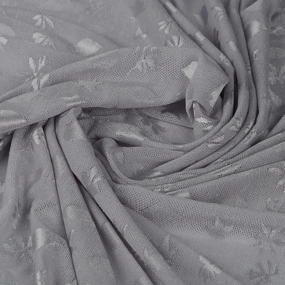 Поставщик на заказ белая 100% полиэфирная причудливая Цветочная сетчатая ткань с вышивкой