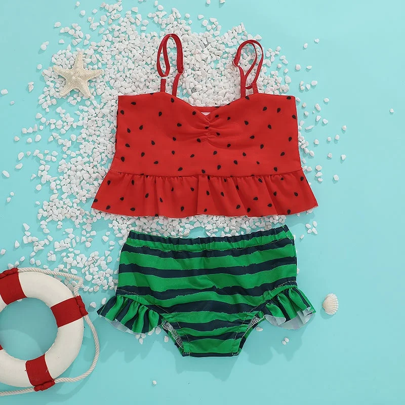 Wholesale toddler teenage girl infant swimwear two piece bathing suit baby swimsuit watermelon