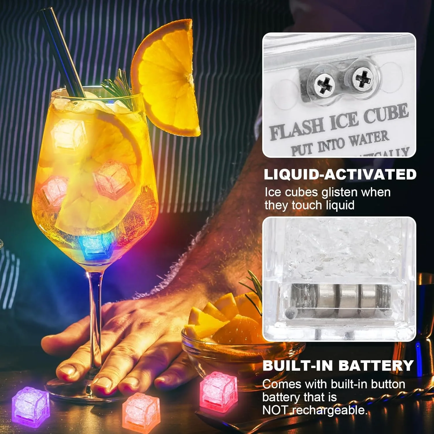 Light Up Ice Cubes Multicolor Glow Ice Cubes for Drinks Waterproof Glowing Flashing Ice Cube for Club Bar Party Bath Time Decor