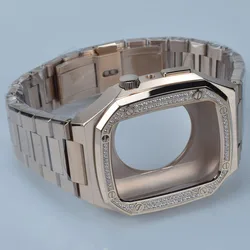 Newest Luxury Diamond Case 44mm Stainless Steel Smart Watch Case for Iwatch Series 6/5/4/SE
