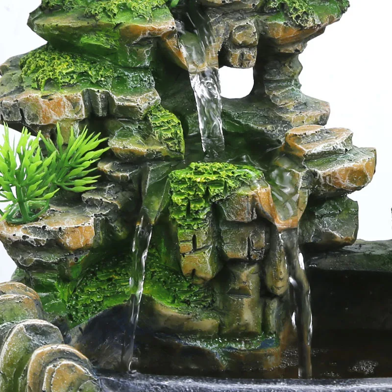 Zen Indoor Meditation Water Fountain Desktop Waterfall Home Decor Resin Tabletop Water Fountain With Neon Led Light Atomizer