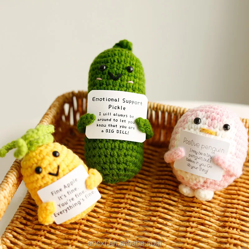 Cute Mini Positive Potato Knit Emotional Support Pickle Doll Toy Crochet Vegetable Doll Toy