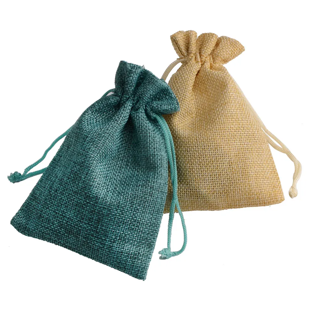 10x14cm Flax Drawstring Bag Gift Linen Pouch Packing Jewelry Bag Pouch