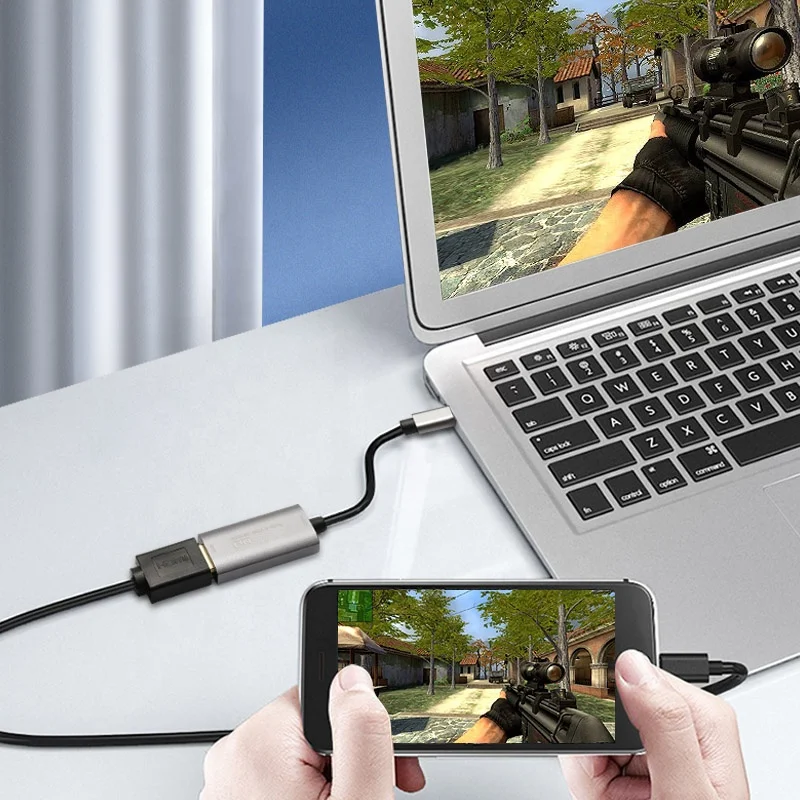 Audio Video Capture Card HDMI to Type-C Record 4K 60Hz 1080P HDMI to USB-C Video Capture for Live Broadcasting Streaming