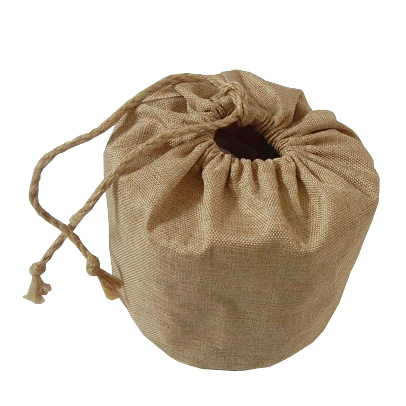 High quality Wholesale Custom Gift Jewelry Rice Seed Recyclable Small Jute Gift Straw Drawstring Bag Pouch