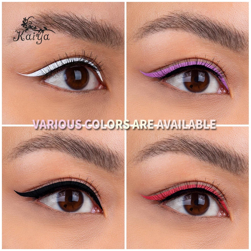 Private Label Makeup Flat Tip Colorful Eye Liner Pen Long Lasting Delineador De Ojos Waterproof Matte Colored Eyeliner Liquid