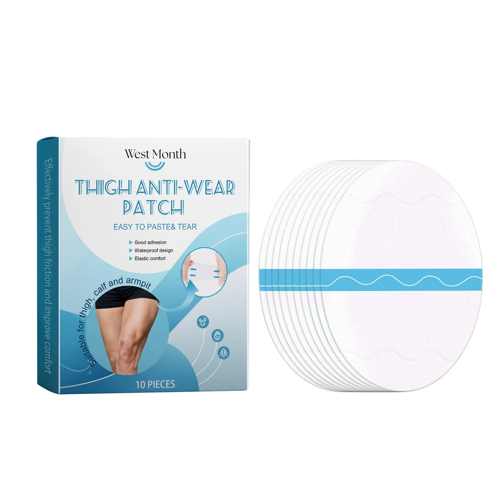 WEST MONTH Waterproof Anti Abrasion Comfortable Anti Chafing Thigh Anti Wear Patches 10pcs