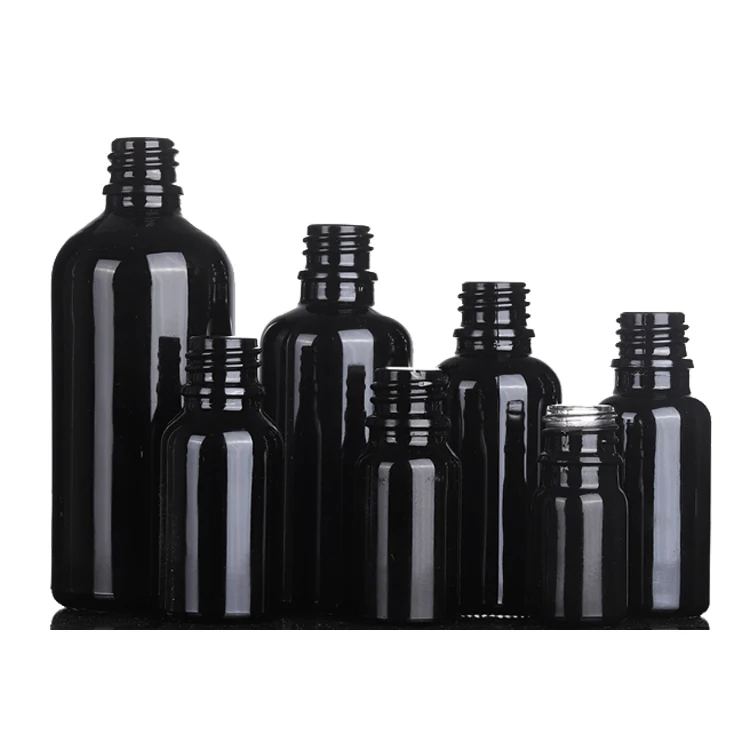 OEM High Quality 5ml 10ml 30ml 50ml 100ml Spray Pump Dropper Bottle Round Shading Black Glass Bottle Used for essential oils