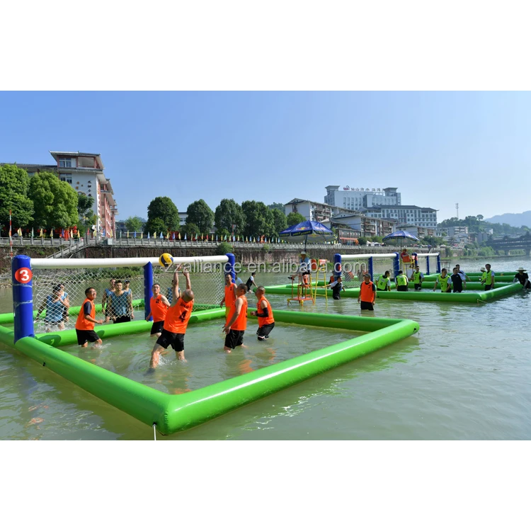Factory price inflatable volleyball court swimming pool water sport volleyball game for children and adults