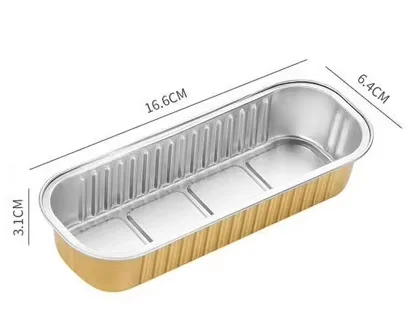 Portable 200ml Aluminum Foil Tray 166mmx64mmx31mm Rectangular Small Pan for Baking baked bread durian box food grade meal box