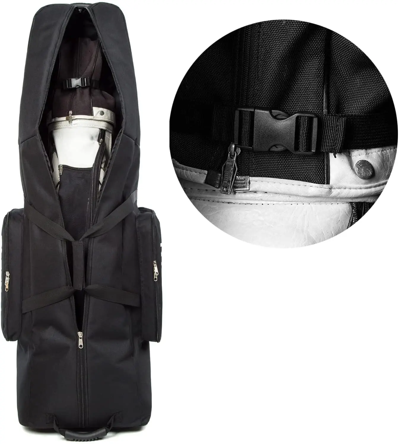 Heavy Duty Golf Bag Clue Tube Waterproof Golf Travel Cover Bag Cart Bag with Wheels for Traveling Golf Gear Transportation