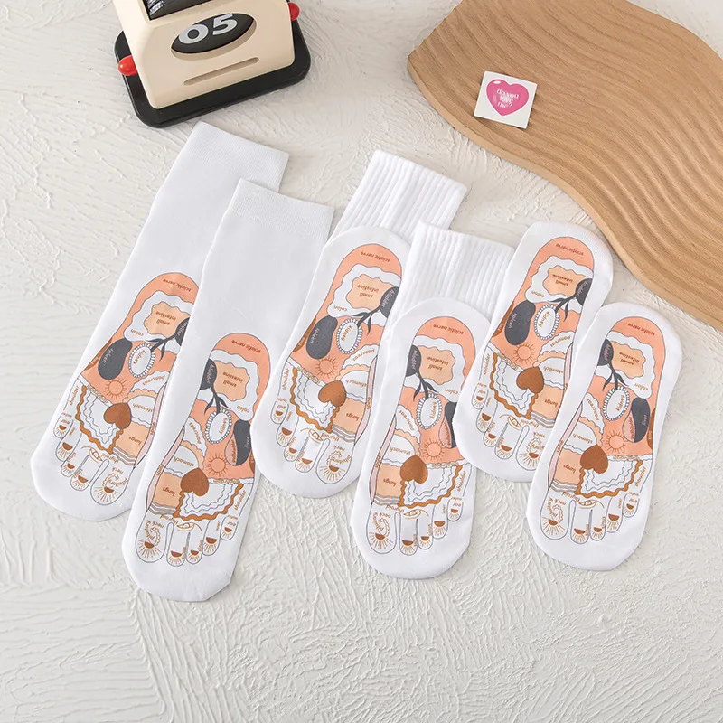New Style Foot Acupressure Socks Foot Massage Cotton Socks With Stick