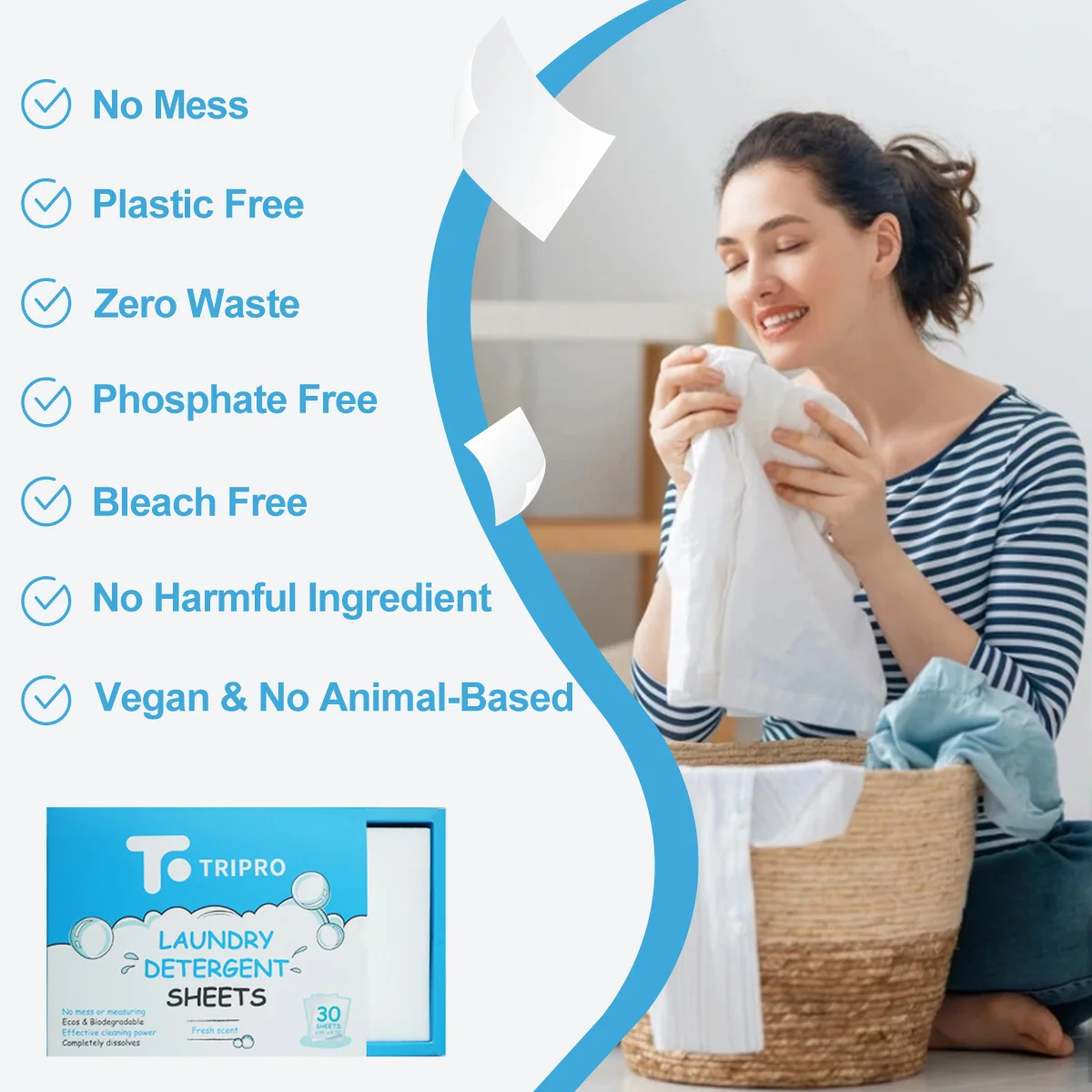 Trending Products Eco Friendly Laundry Sheets Detergent Laundry Detergent Strips