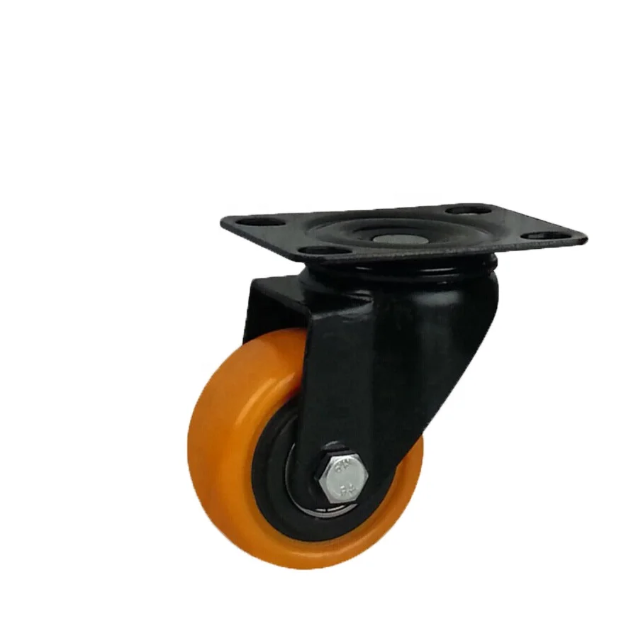 DLPO caster 50mm fixed plate black polyurethane castor wheel with bearing