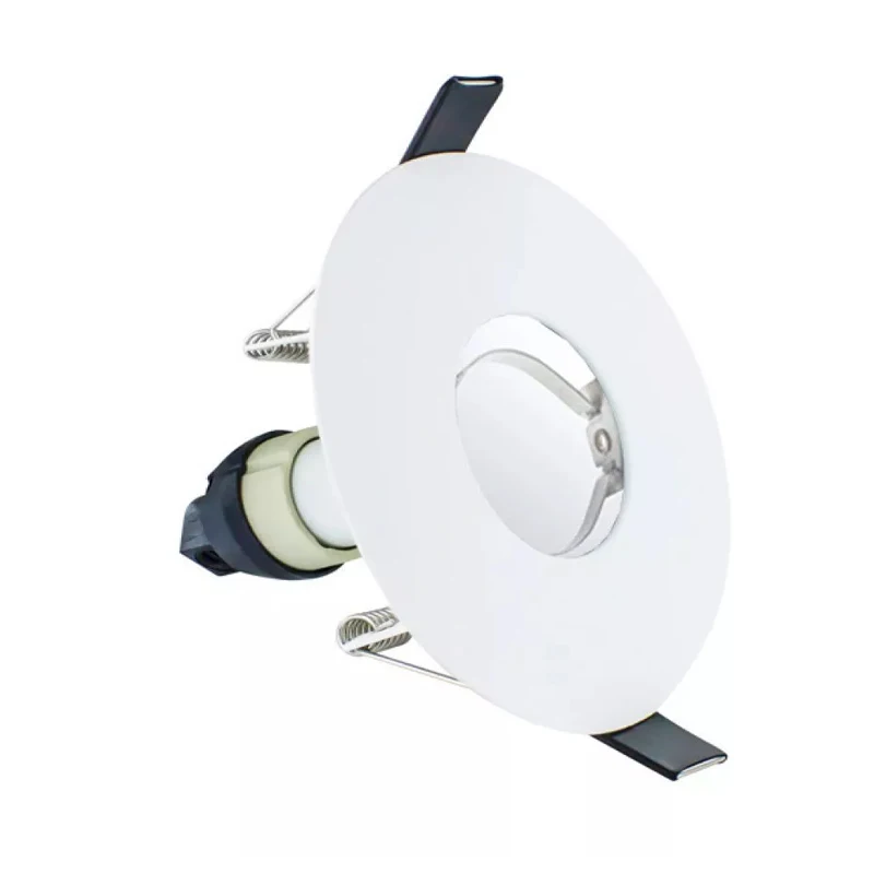 Evolutionary Fire Rated fitting IP65 Fire Rated GU10 Downlight round satin nickel with insulation guard for 70-100mm cut outs