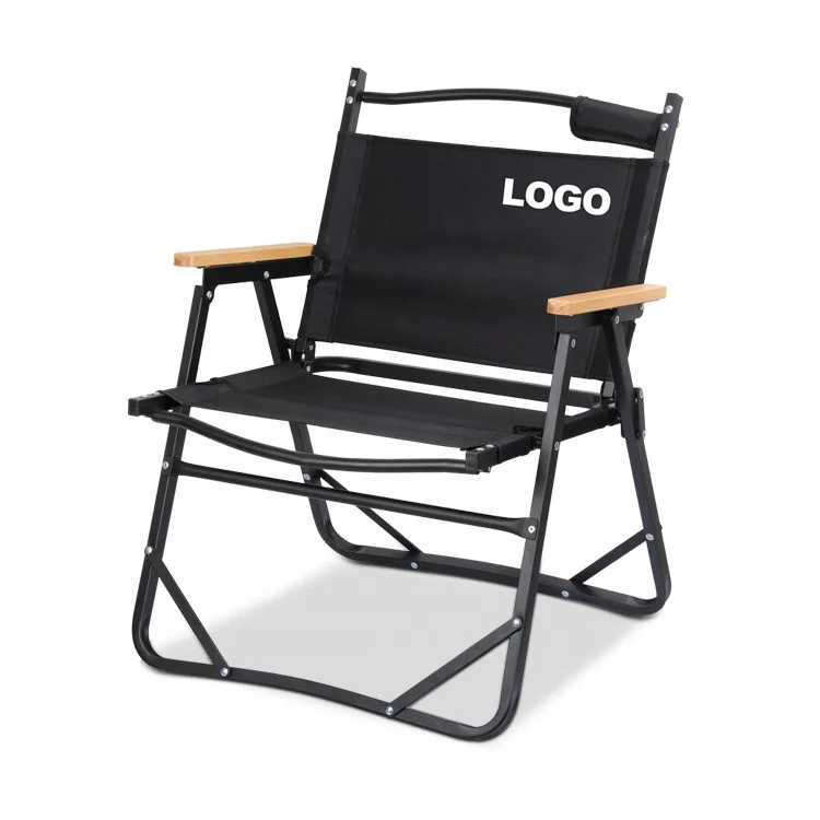 Portable Outdoor Kermit Folding Chair With For Evens Wood Armrest Camping Chair  Steel Pipe Beach Chair