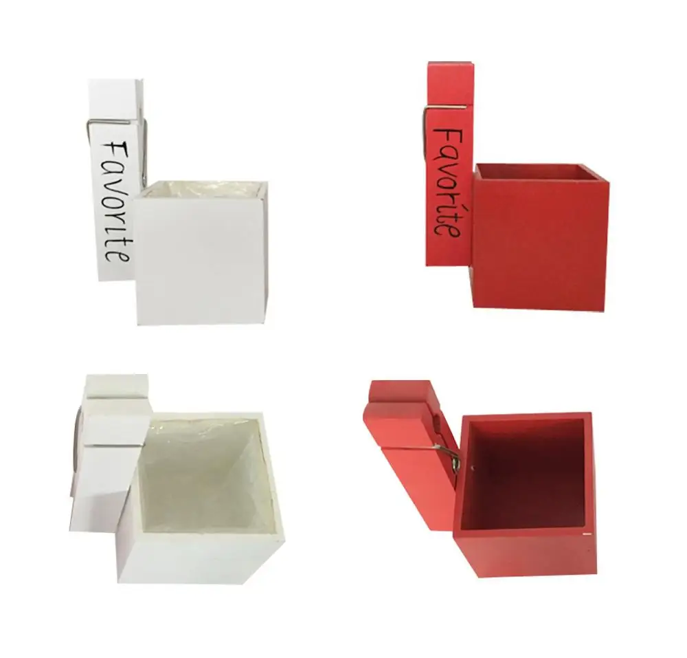 Wooden flower pot holder with letter printing square flower pots wooden barrels