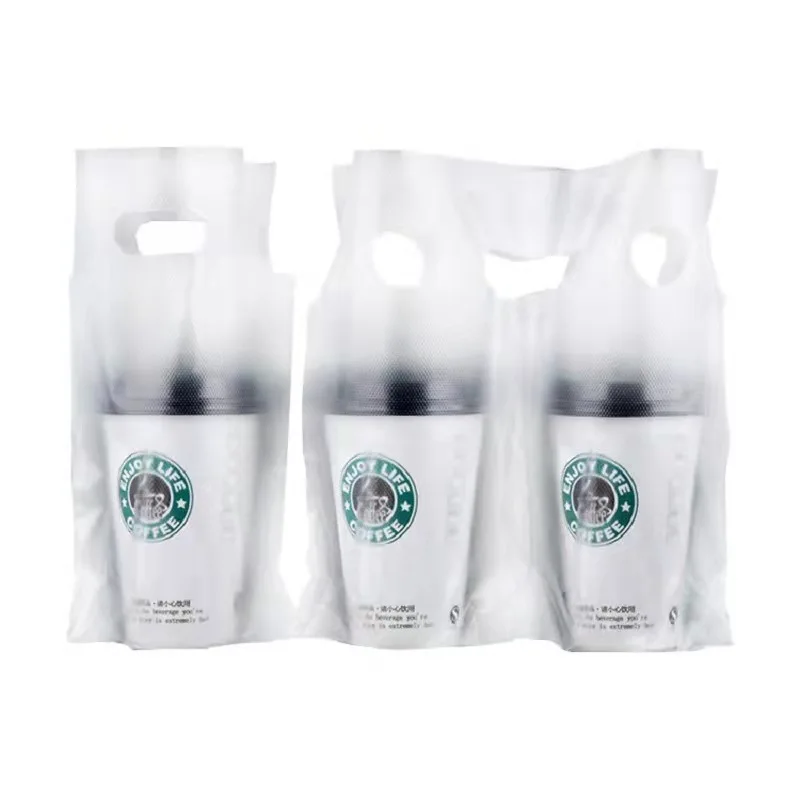 Cheap price plastic bubble tea packaging carrier bag take away boba bag