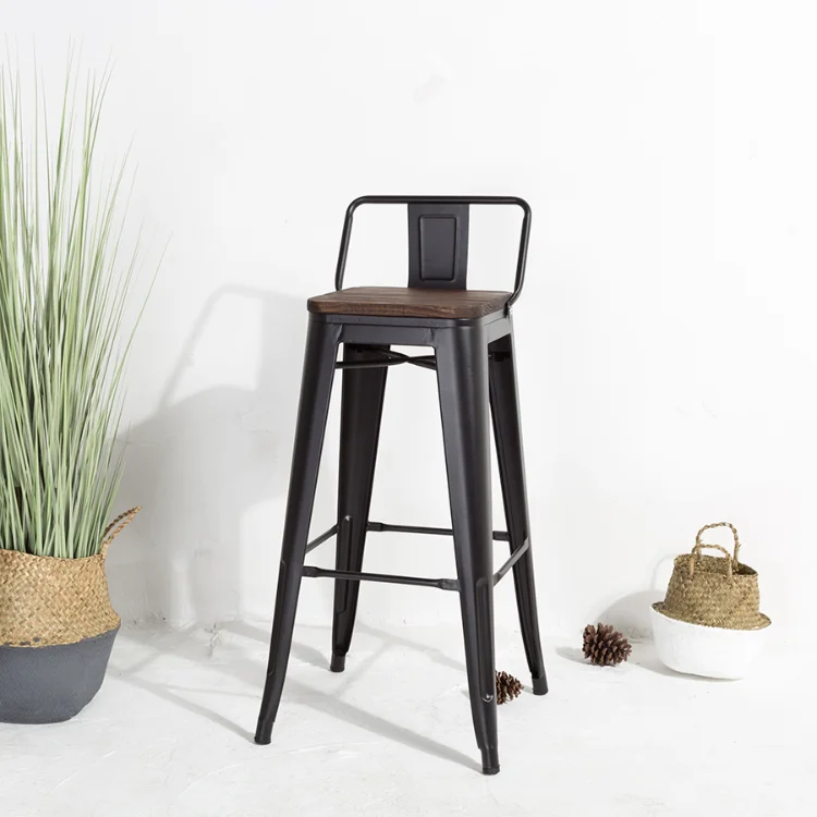 JBY-24 Heavy Duty Steel 24 and 30 Inch Industrial Stackable Metal Bar High Chair Counter Stools for Kitchen Dining Room