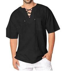 OA pay summer fashion casual loose fit mens breathable T shirt boys plus size custom basic V-neck tops low MOQ cheap price