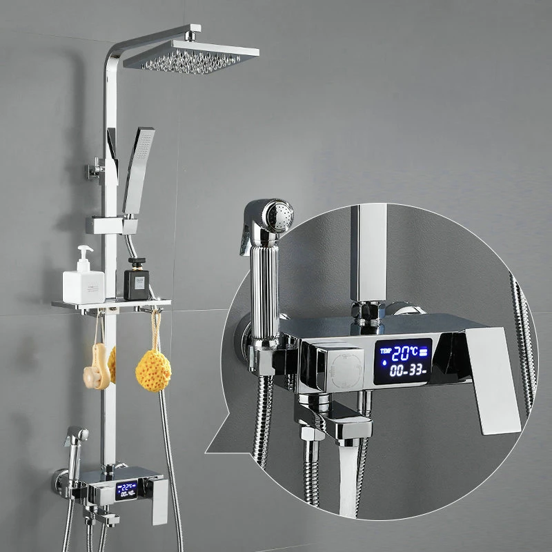 Thermostatic Bath Shower Mixer Set Bathroom Rainfall Shower Quality Brass Bathtub Faucets Head White Shower set System