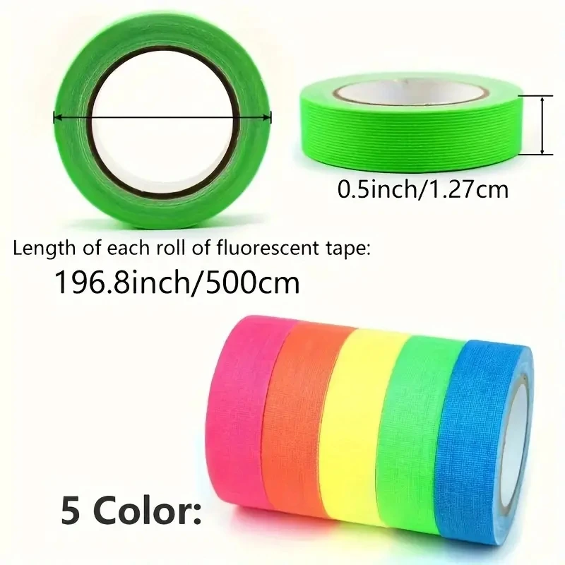 Party Wall Sticker Vibrant Fluorescent Neon Luminous Tapes for UV Black Light Reactive Non-Waterproof Vinyl-Coated Fabric