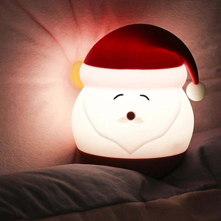 Christmas LED Night Light Kids Baby Bedroom Party Birthday Gift Lamp Rechargeable Battery Operated Silicone Night Light