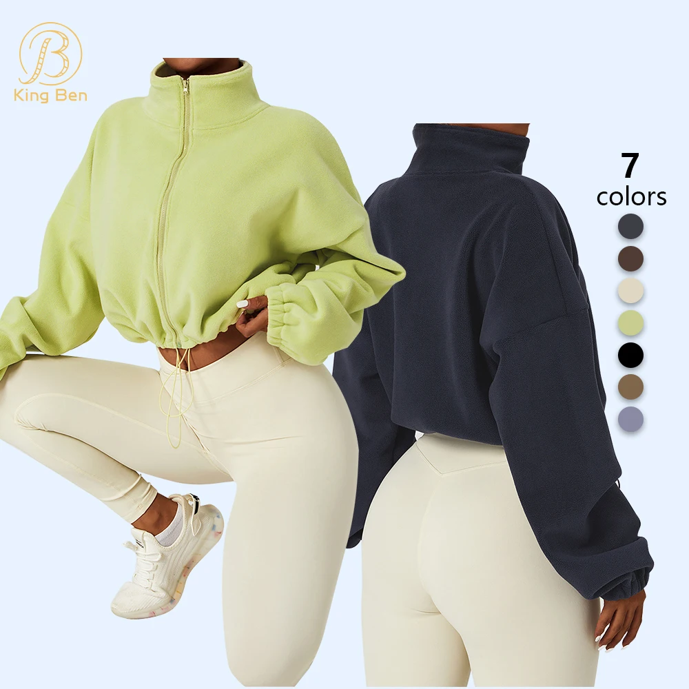 Winter Outdoor Women jacket Workout Clothing Lamb Velvet Sports Stand Collar  Warm Casual Fleece Zipper Jacket