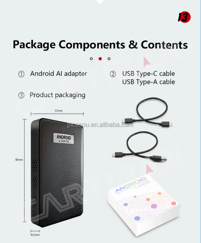 Cartizan New Auto Multimedia Player Box Android 10.0 4+64G AI Box carplay adapter Android box Plug and Play