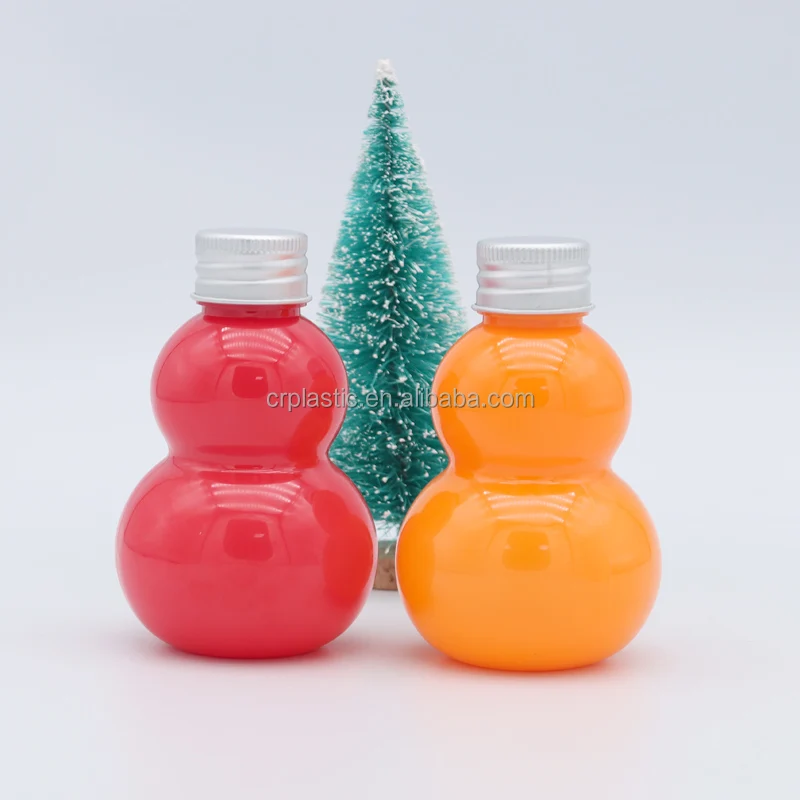 Hot selling 300ml unique gourd shaped plastic bubble tea fresh juice bottle